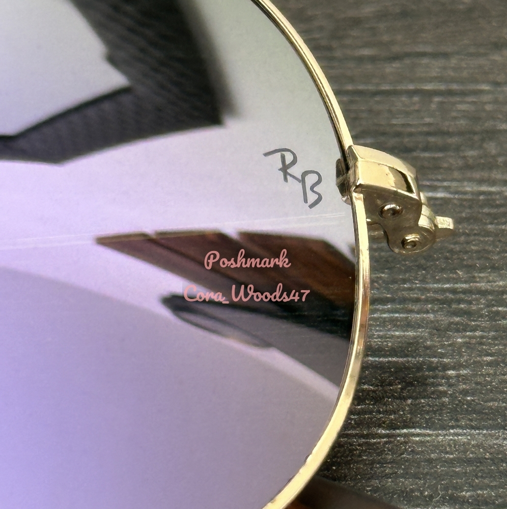 RayBan Aviator Purple Flash Lenses RB3025 Gold Frame 58 / 62 Unisex New - Picture 9 of 15